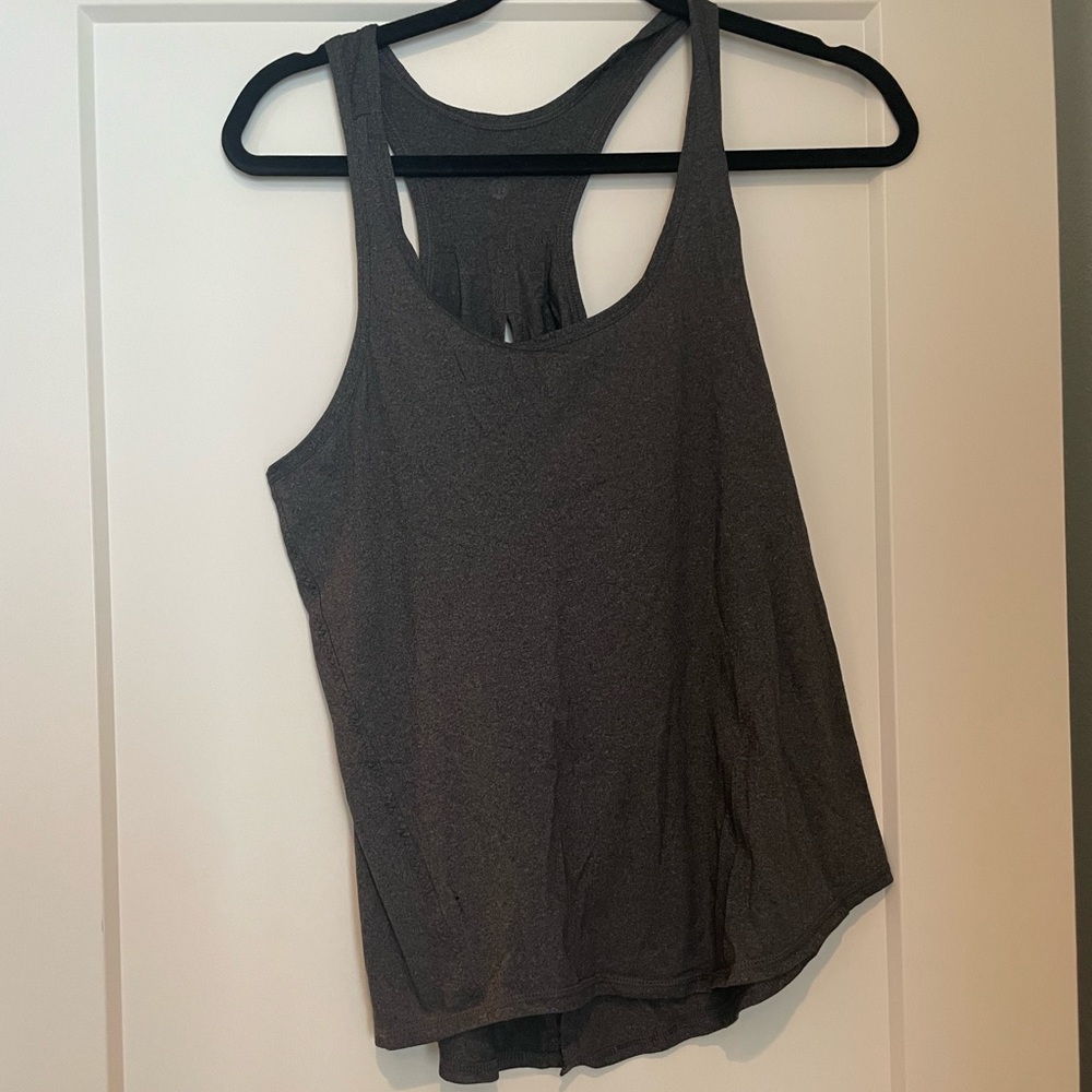 Dark grey lululemon athletic tank top with back cutouts